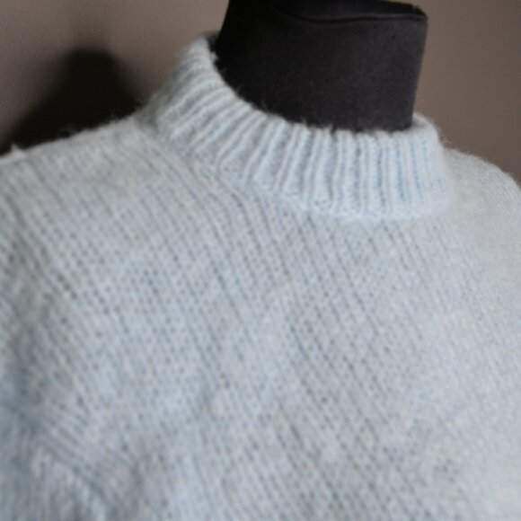 Tibi Alpaca Knit Cozette Blue Puff Sleeve Sweater Sz S - Picture 5 of 9
